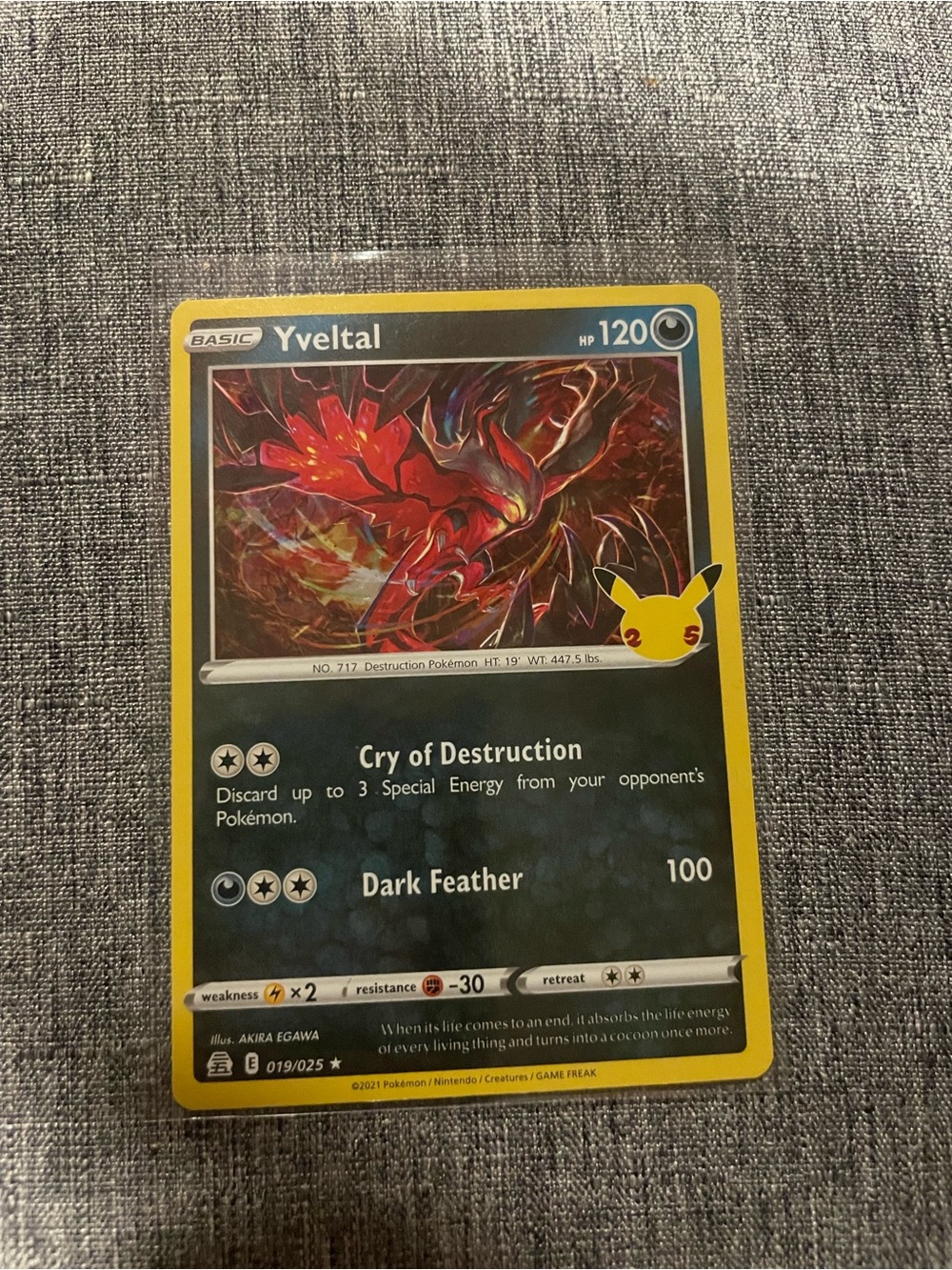 Pokemon Yveltal Trading Card - Yellow Border, Red Artwork